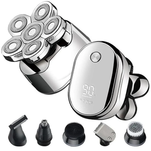 Electric Razor for Men 6-in-1 , Multifunctional Bald Head Shaver, cordless, Grooming Kit, LED display, USB rechargeable.