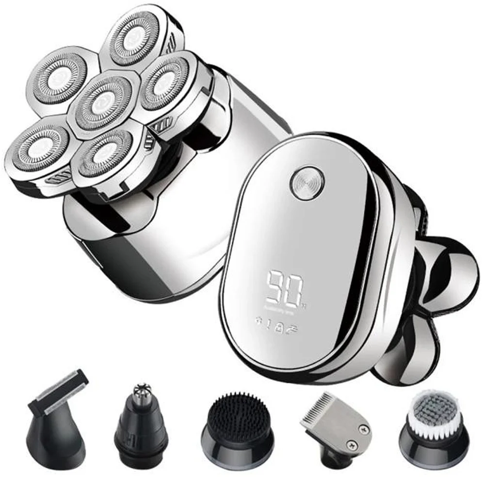 Electric Razor for Men 6-in-1 , Multifunctional Bald Head Shaver, cordless, Grooming Kit, LED display, USB rechargeable.
