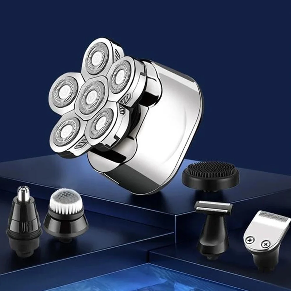 Electric Razor for Men 6-in-1 , Multifunctional Bald Head Shaver, cordless, Grooming Kit, LED display, USB rechargeable.