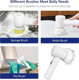 Cordless Home Cleaning Brush for Bathroom, Sink, Kitchen, Wall, Oven, with 3 Different Heads