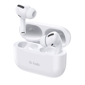 Air5 Pro G-tab Bluetooth Speaker Stereo Sound for High Definition Sound Experience , 300mAh Battery , Touch Sensor for Volume Control ,Wireless Charge- Type-C-White