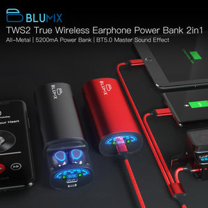 BLUMIX TWS2 True Wireless Earphone with Power Bank 2in1 newest electronics headset headphones gaming