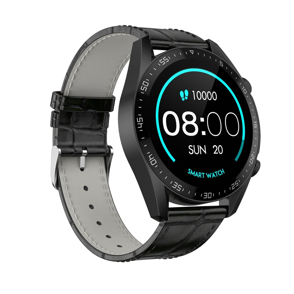 Smart Watch  G-tab GTS, IPS 1.28 Inches, Battery 220mAh, Black Strap Leather with 2 Extra Silicon Straps Orange-Black, IP67 waterproof, support calling.