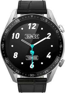 Smart Watch  G-tab GTS, IPS 1.28 Inches, Battery 220mAh, Black Strap Leather with 2 Extra Silicon Straps Orange-Black, IP67 waterproof, support calling.