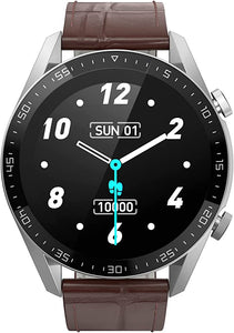 Smart Watch  G-tab GTS, IPS 1.28 Inches, Battery 220mAh, Black Strap Leather with 2 Extra Silicon Straps Orange-Black, IP67 waterproof, support calling.
