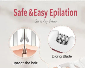 4-in-1 hair removal device for women, with LED light, thin and wide electric tweezers, with pedi care head, wireless, USB rechargeable
