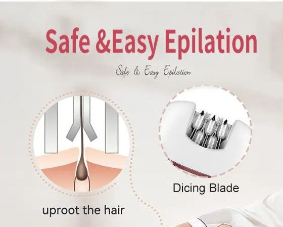 4-in-1 hair removal device for women, with LED light, thin and wide electric tweezers, with pedi care head, wireless, USB rechargeable