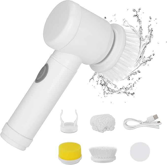 Cordless Home Cleaning Brush for Bathroom, Sink, Kitchen, Wall, Oven, with 3 Different Heads