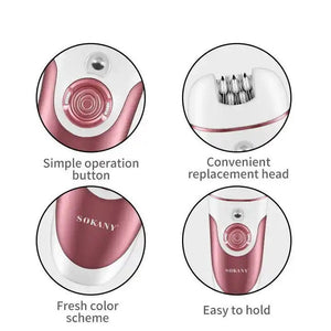 4-in-1 hair removal device for women, with LED light, thin and wide electric tweezers, with pedi care head, wireless, USB rechargeable