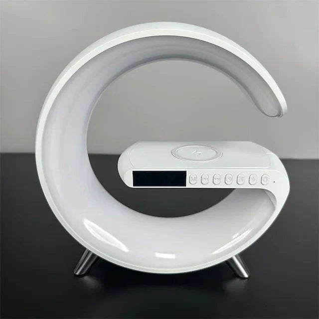 Smart Light Multifunctional 15W Wireless Charger Built-in Bluetooth Speaker - White