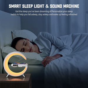 Smart Light Multifunctional 15W Wireless Charger Built-in Bluetooth Speaker - White