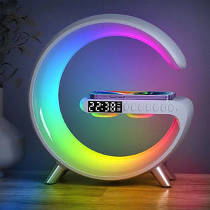 Smart Light Multifunctional 15W Wireless Charger Built-in Bluetooth Speaker - White